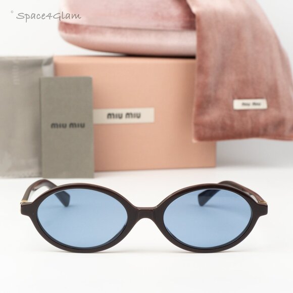 Miu Miu REGARD Women Sunglasses Moka Blue MU04ZS 22C60O NEW AUTHENTIC